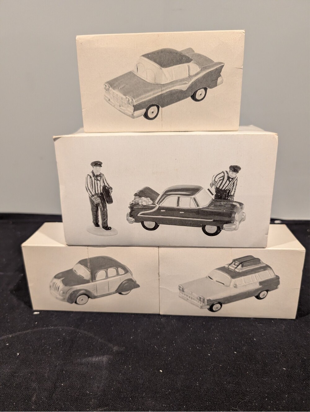 Dept 56 Snow Village Classic Cars Lot of 3 Sets + Service With a Smile